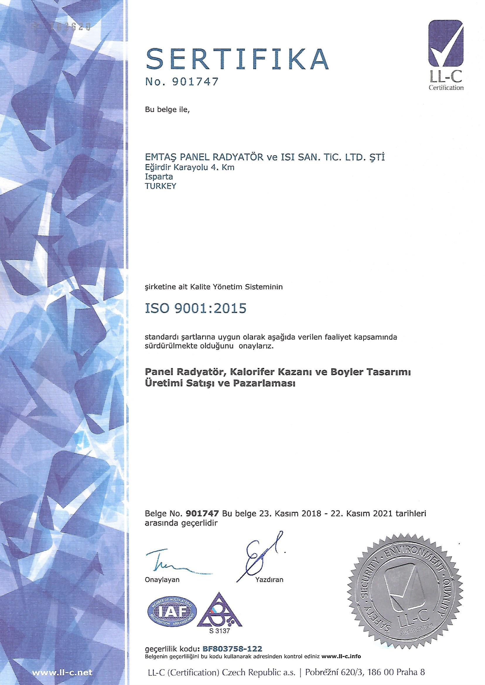 ISO 9001:2015 TÜRKÇE